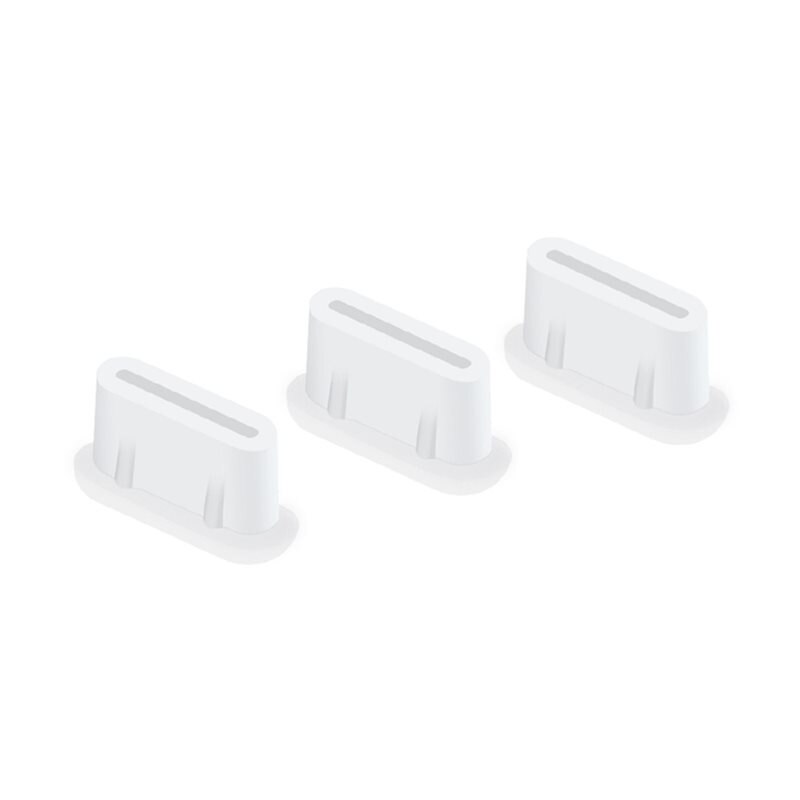 3-pack Dust Plug Siliconen USB-C Wit - Vermijd stof en viezigheid