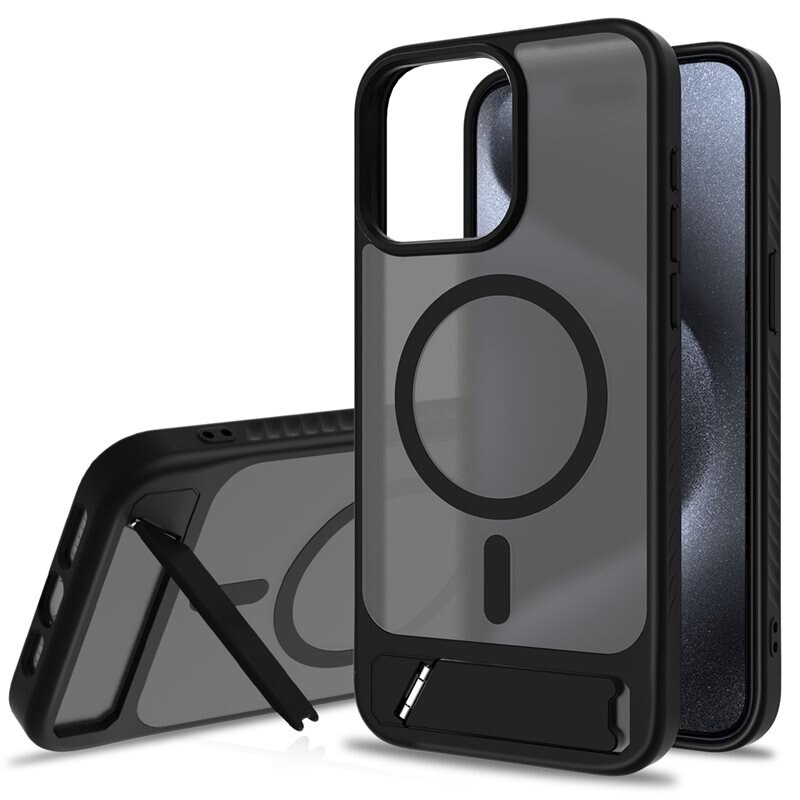 iPhone 15 Pro Max Magnetisch hoesje met standaard Zwart