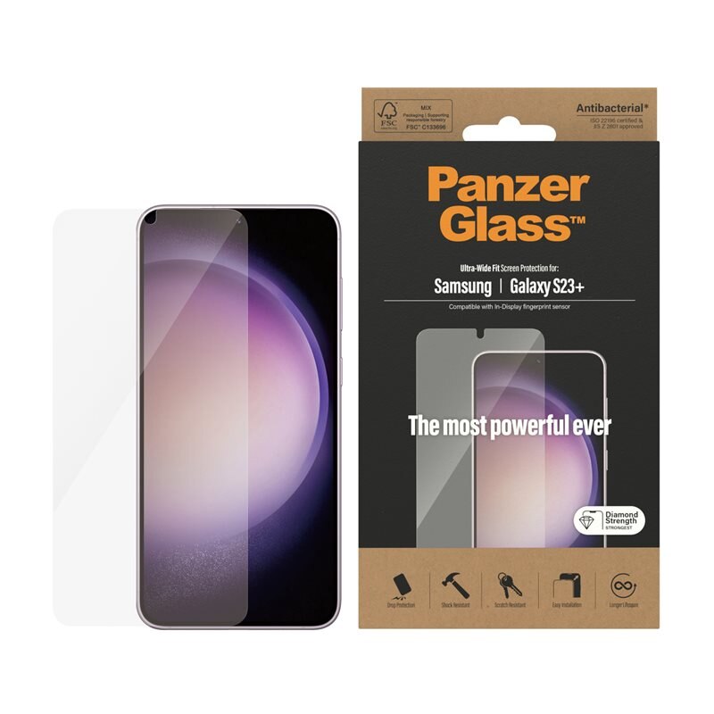 PanzerGlass Samsung Galaxy S23 Plus Screen Protector Ultra Wide Fit - Schermbeschermer met onovertroffen kwaliteit. De beste bescherming voor je