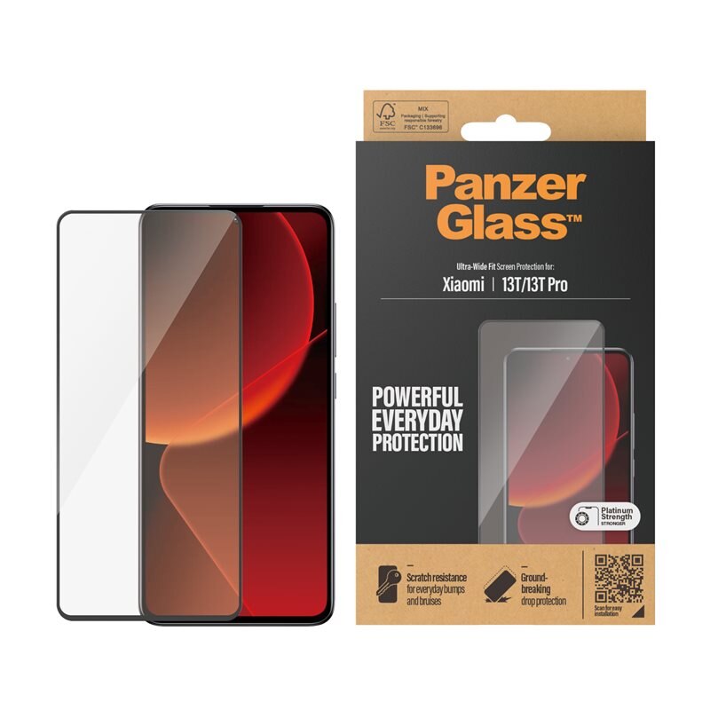 PanzerGlass Xiaomi 13T Pro Screen Protector Ultra Wide Fit - Schermbeschermer met onovertroffen kwaliteit. De beste bescherming voor je scherm