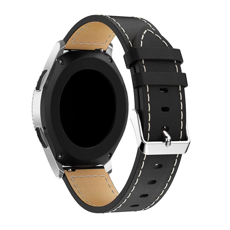 Universal 22mm Leren bandje zwart - Mooi bandje van leer