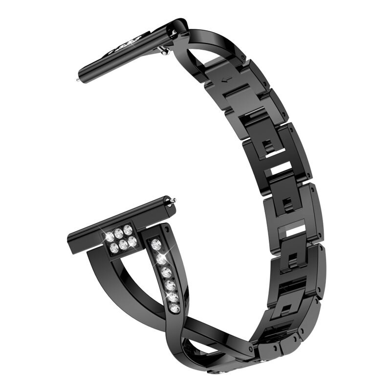 Universal 20mm Crystal Bracelet zwart - Luxe armband met elegant design - Horlogebandje voor dames
