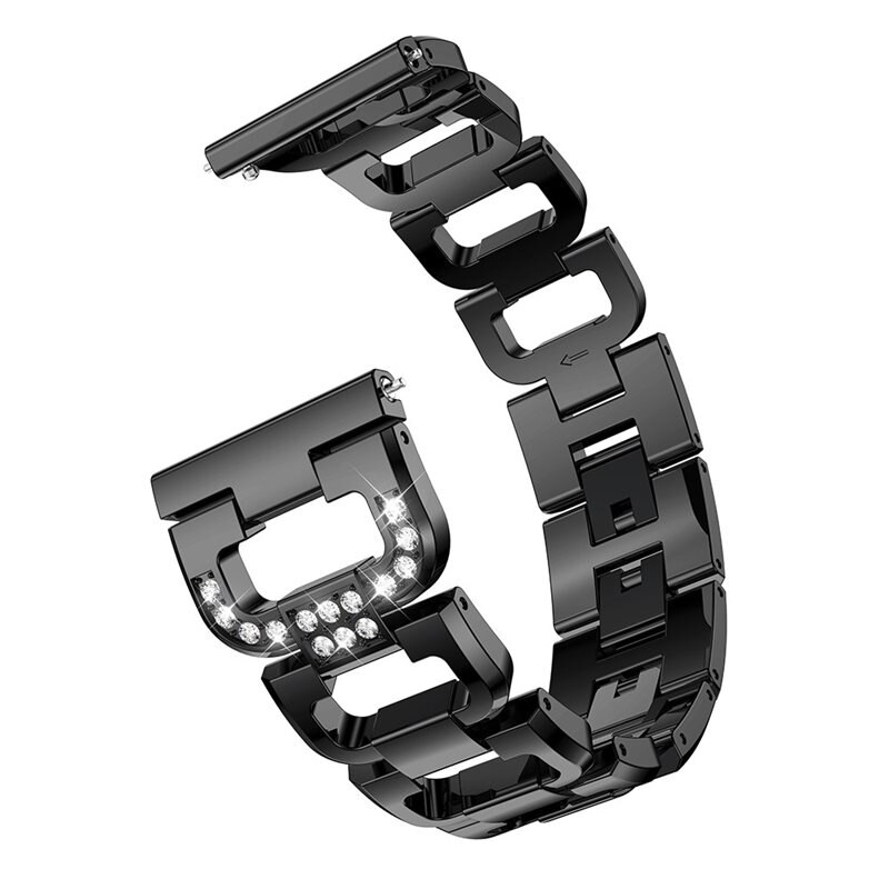 Universal 22mm Rhinestone Bracelet zwart - Bandje dames - Armband met glitterende steentjes