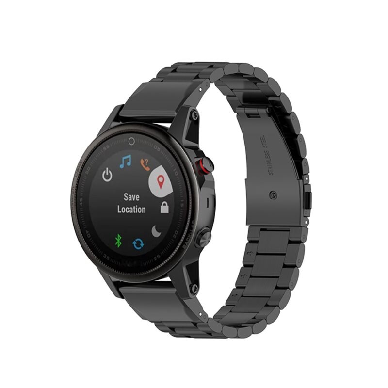 Garmin Fenix 7S Metalen Armband Zwart - Klassieke roestvrijstalen schakelarmband - Stijlvol design