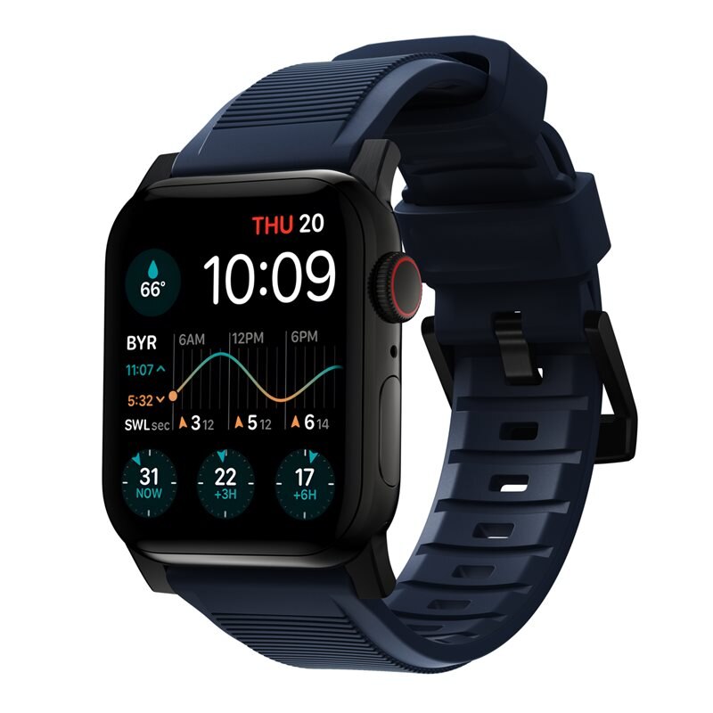 Nomad Rugged Band Apple Watch 45mm Series 7 Atlantic Blue (Black Hardware)