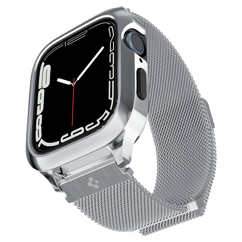 Spigen Case Metal Fit Pro Apple Watch SE 44mm Silver - Bescherming voor smartwatch