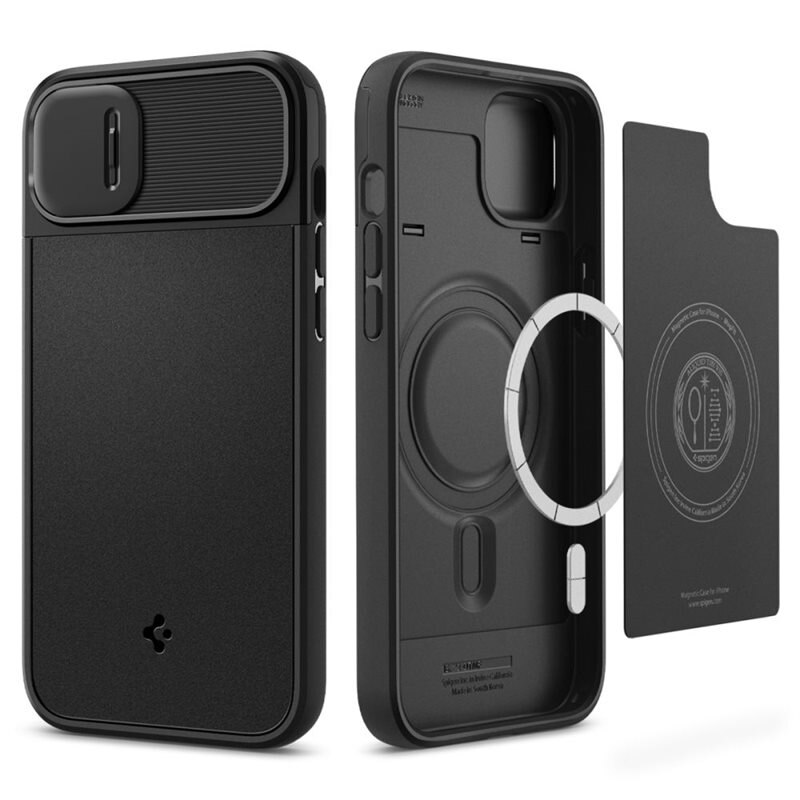 Spigen Optik Armor Mag iPhone 14 Plus Black - Telefoonhoesje met MagSafe en camerabescherming