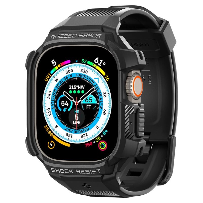Spigen Case Rugged Armor Pro Apple Watch Ultra 2 49mm Black - Stevig, beschermend hoesje - Voorkom krassen en slijtage