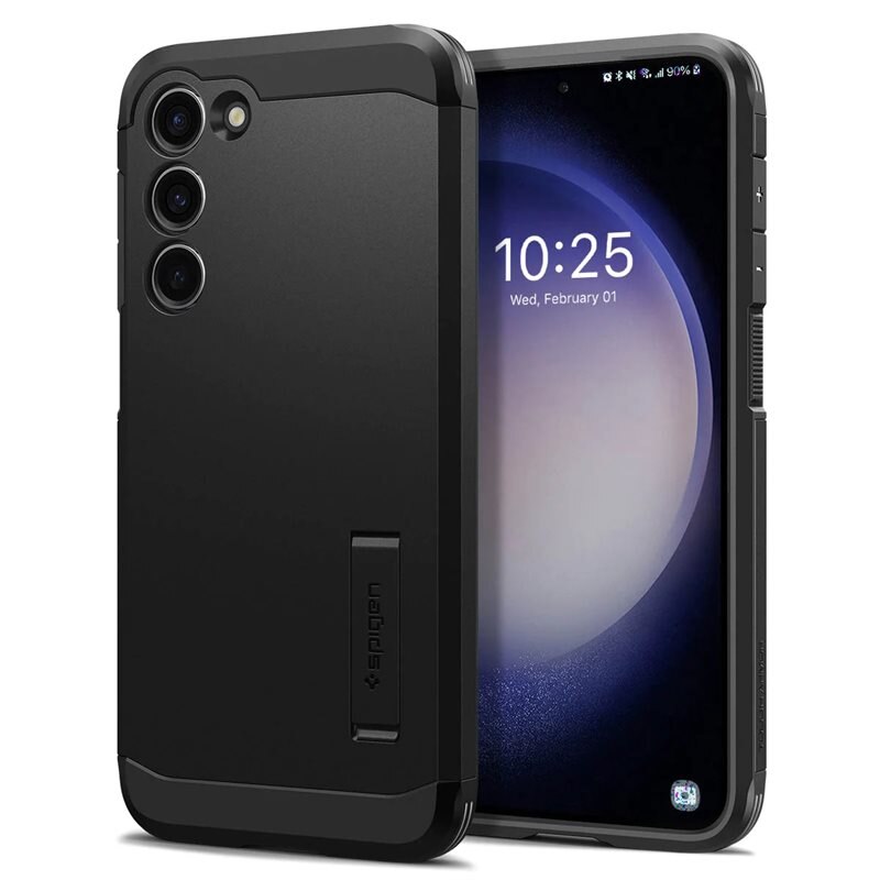 Spigen Case Tough Armor Samsung Galaxy S23 zwart - Schokbestendig, stoer hoesje - Heren telefoonhoesje