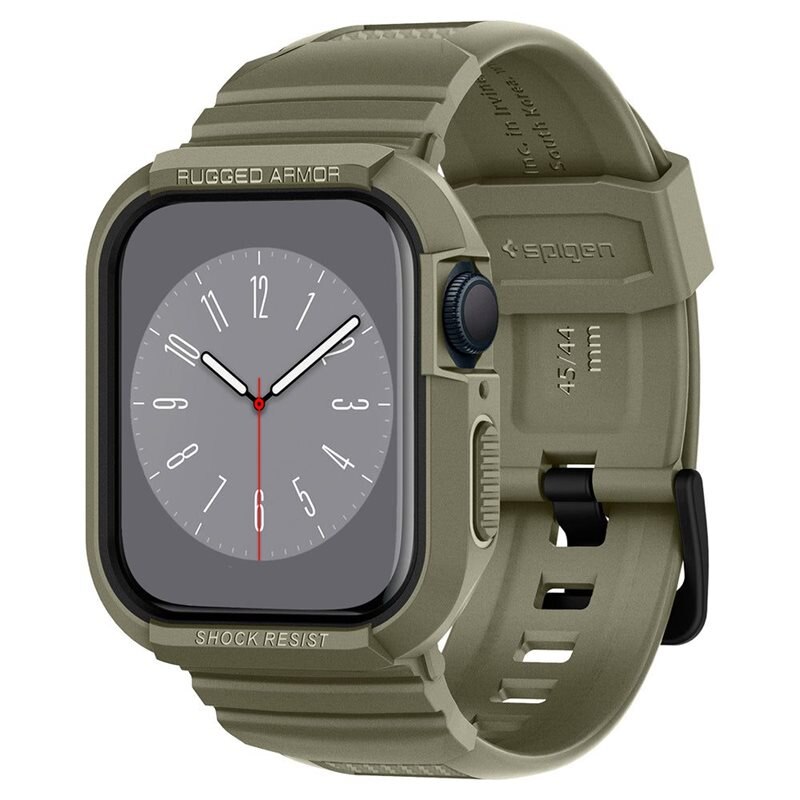 Spigen Case Rugged Armor Pro Apple Watch 45mm Series 9 Vintage Khaki - Stevig, beschermend hoesje - Voorkom krassen en slijtage