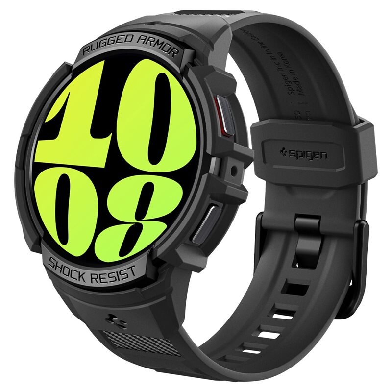 Spigen Case Rugged Armor Pro Samsung Galaxy Watch 6 44mm zwart - Stevig, beschermend hoesje - Voorkom krassen en slijtage