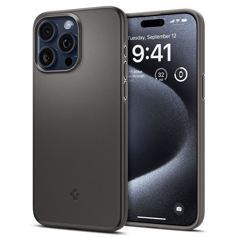 Spigen Case Thin Fit iPhone 15 Pro Gunmetal - Dun en minimalistisch telefoonhoesje