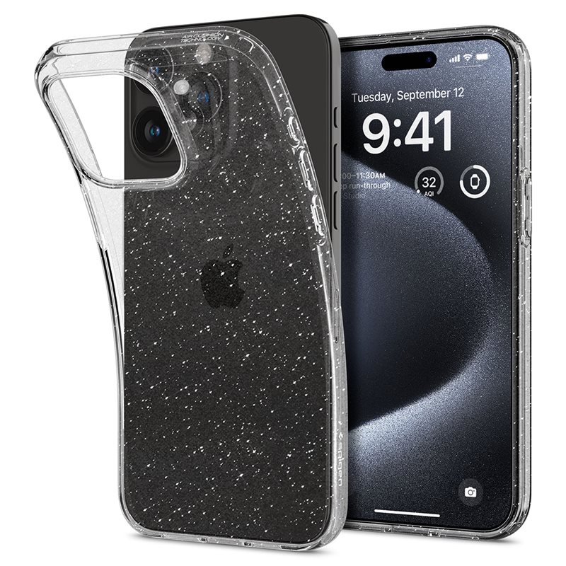 Spigen Case Liquid iPhone 15 Pro Crystal Glitter Crystal - Mooi telefoonhoesje