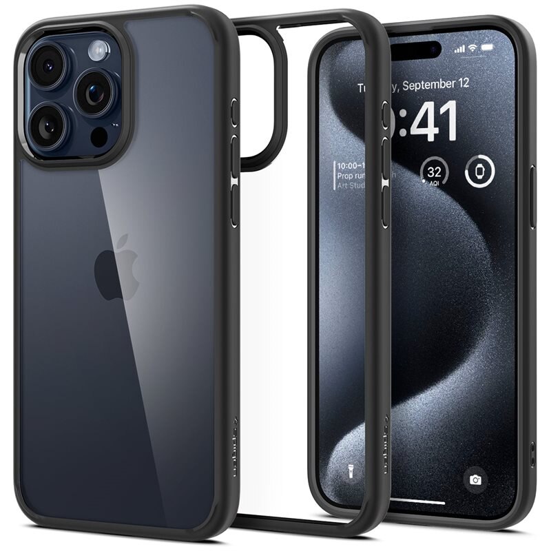 Spigen Case Ultra Hybrid iPhone 15 Pro Matte Black - Telefoonhoesje - Beschermhoesje
