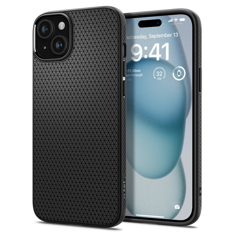 Spigen Case Liquid Air iPhone 15 Black - Stijlvol, minimalistisch hoesje