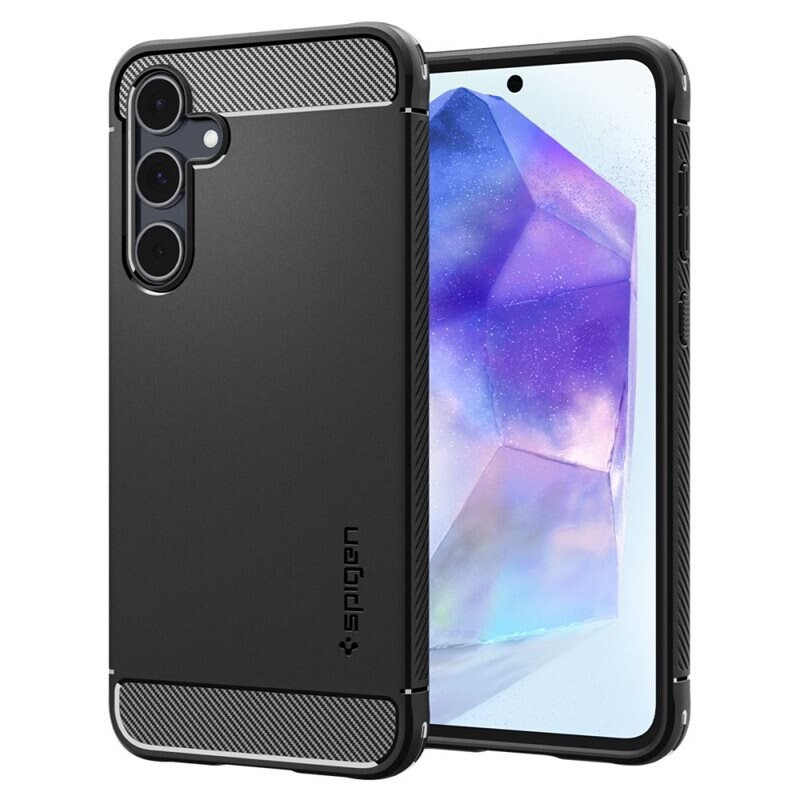 Spigen Case Rugged Armor Samsung Galaxy A55 Black - Telefoonhoesje - Stevig en schokbestendig