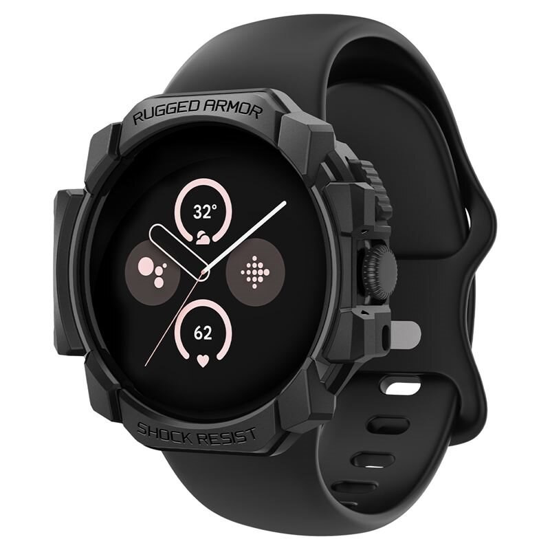 Spigen Case Rugged Armor Google Pixel Watch 2 Black - Stoere bescherming voor smartwatch