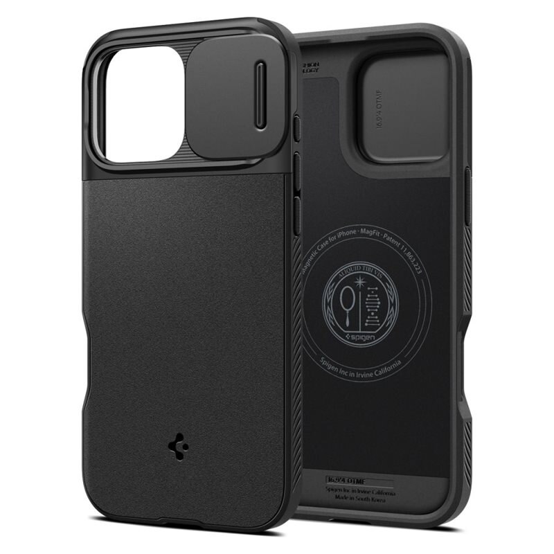 Spigen Optik Armor MagSafe iPhone 16 Pro Max Black - Telefoonhoesje met MagSafe en camerabescherming