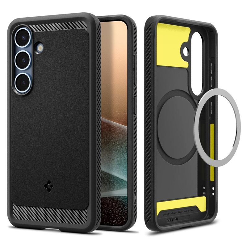 Spigen Case Rugged Armor MagSafe Samsung Galaxy S25 Plus Zwart - Hoesje met MagSafe