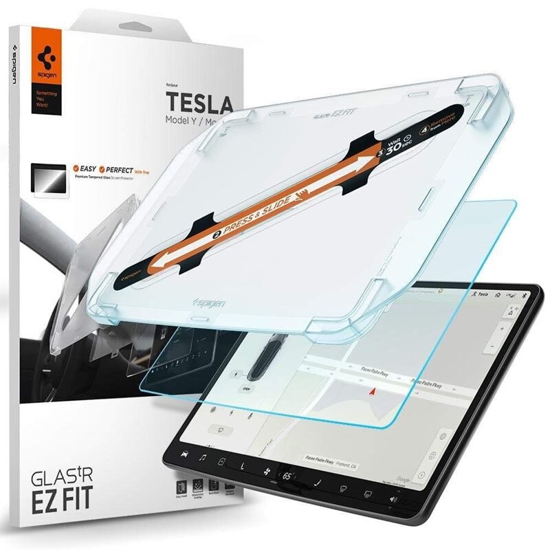 Spigen Glas:tR EZ Fit Tesla Model Y/3 - Beschermglas met installatieframe