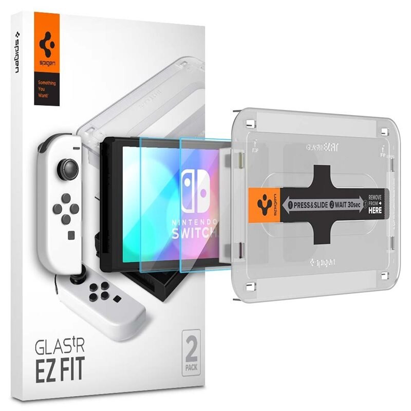 Spigen Screen Protector GLAS EZ Fit (2-pack) Nintendo Switch OLED - Beschermglas met installatieframe