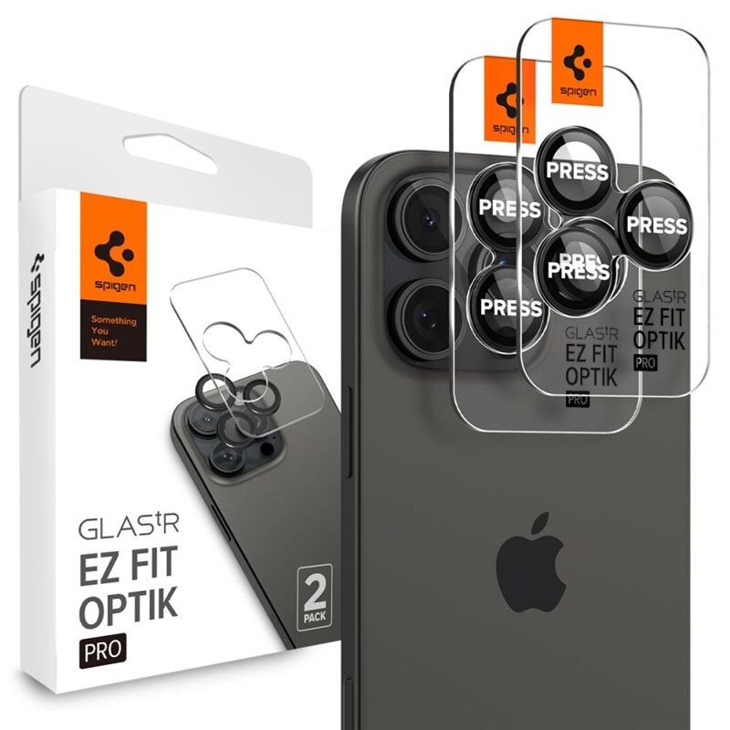 Spigen iPhone 16 Pro EZ Fit Optik Lens Protector (2-pack) Black - Hoesje-vriendelijke beschermende lenskap