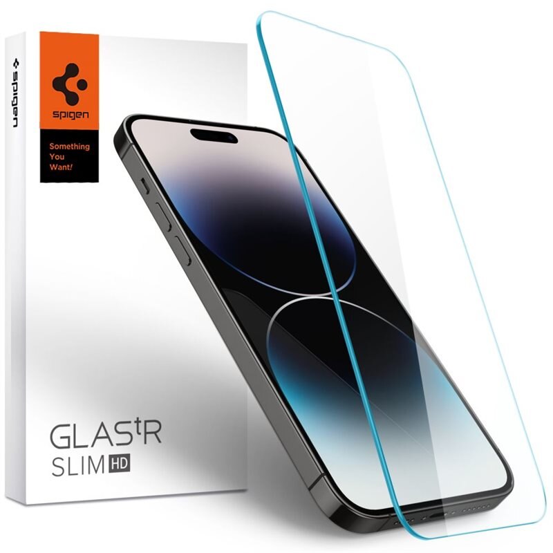 Spigen Screen Protector GLAS.tR SLIM HD iPhone 14 Pro Max - Populair beschermglas - Eenvoudig te installeren