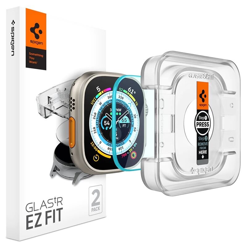 Spigen Screen Protector EZ Fit GLAS.tR (2-pack) Apple Watch Ultra 49mm - Beschermglas met monteringstray