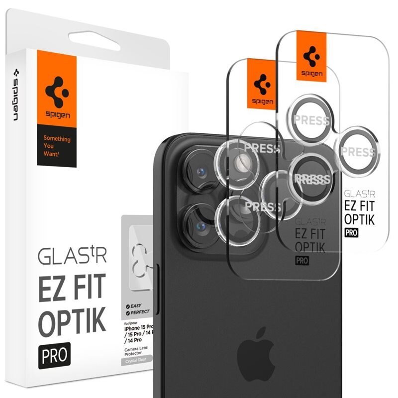 Spigen iPhone 15 Pro Max EZ Fit Optik Pro Lens Protector (2-pack) Crystal Clear - Hoesje-vriendelijke beschermende lenskap