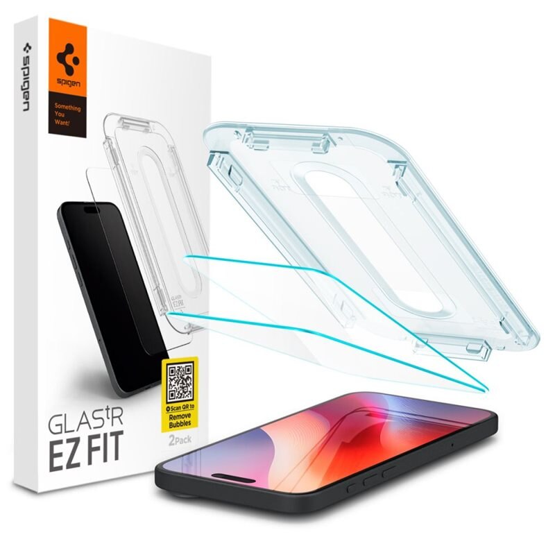 Spigen Screen Protector GLAS.tR EZ Fit (2-pack) iPhone 16 Pro - Beschermglas met monteringstray - Installatieframe