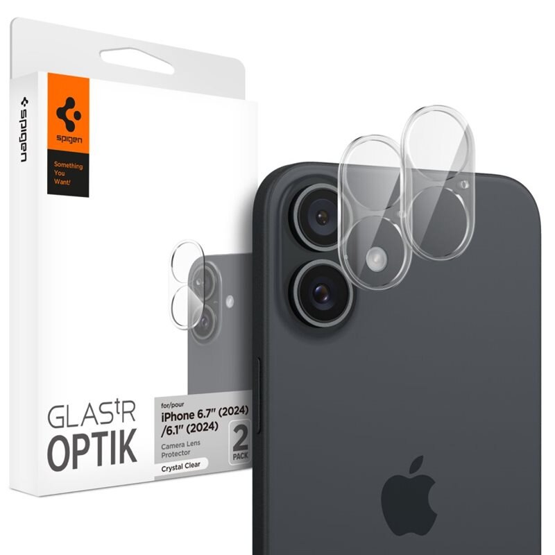 Spigen Optik Lens Protector (2-pack) iPhone 16 Clear - Camerabescherming - Lensbeschermer
