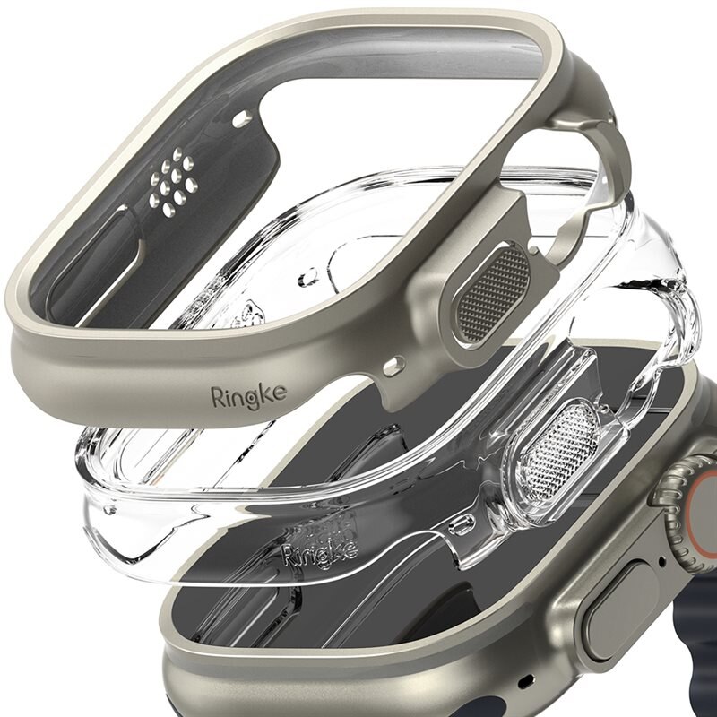 Ringke Slim Case (2-pack) Apple Watch Ultra 49mm 1st Gen Titanium Gray/Clear - Minimalistisch beschermend smartwatch-hoesje