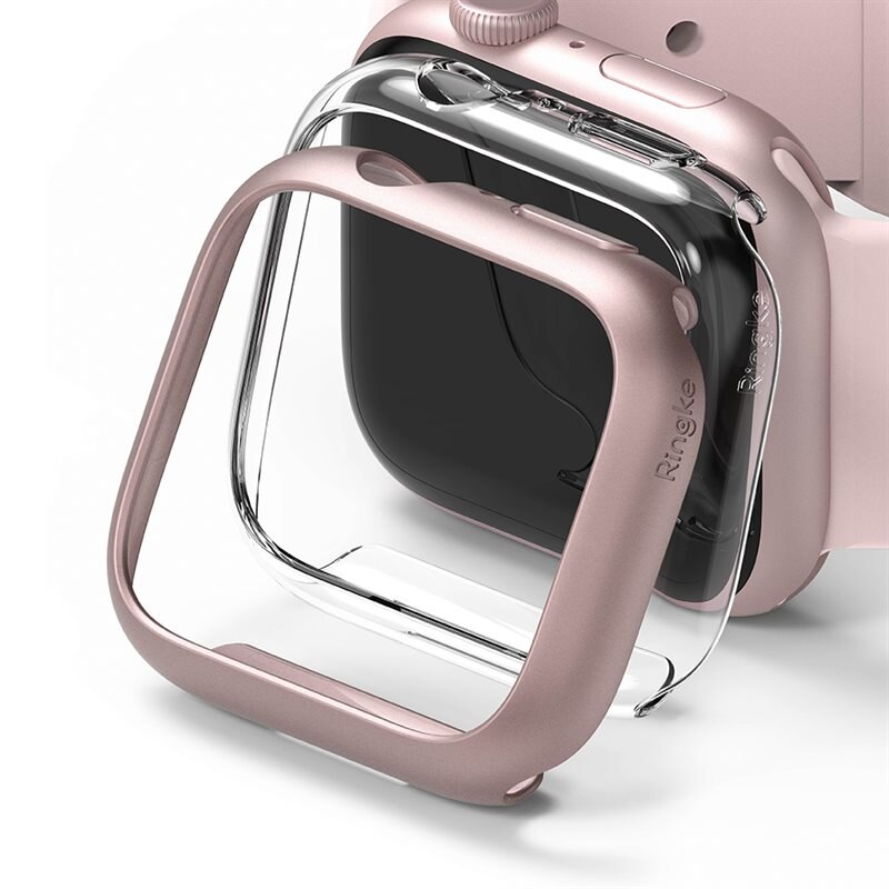 Ringke Slim Case (2-pack) Apple Watch Series 7 45mm Pink & Clear - Minimalistisch beschermend smartwatch-hoesje