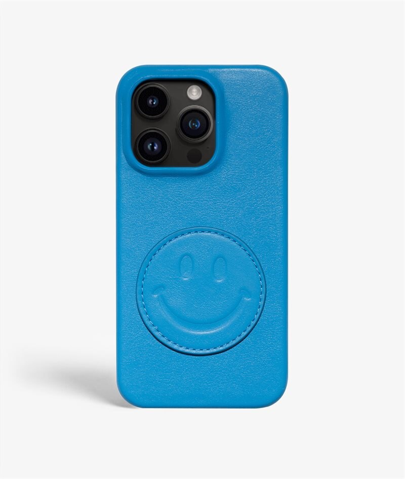The Case Factory Hoesje iPhone 14 Pro Max Smiley Blue