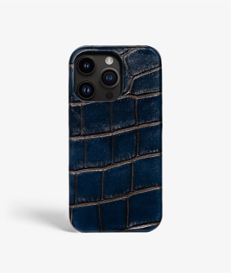 The Case Factory Hoesje iPhone 13 Pro Croco Blauw