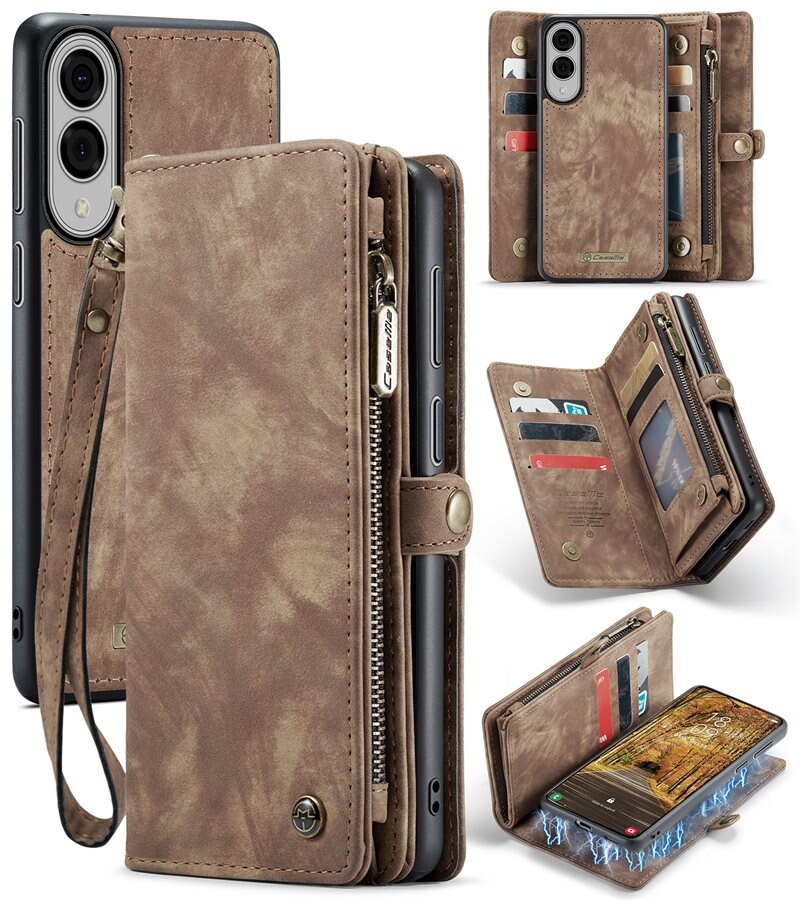 CaseMe Multi-slot Hoesje Samsung Galaxy S25 Edge Bruin - Telefoonhoesje met plek voor extra veel pasjes - Pasjeshouder