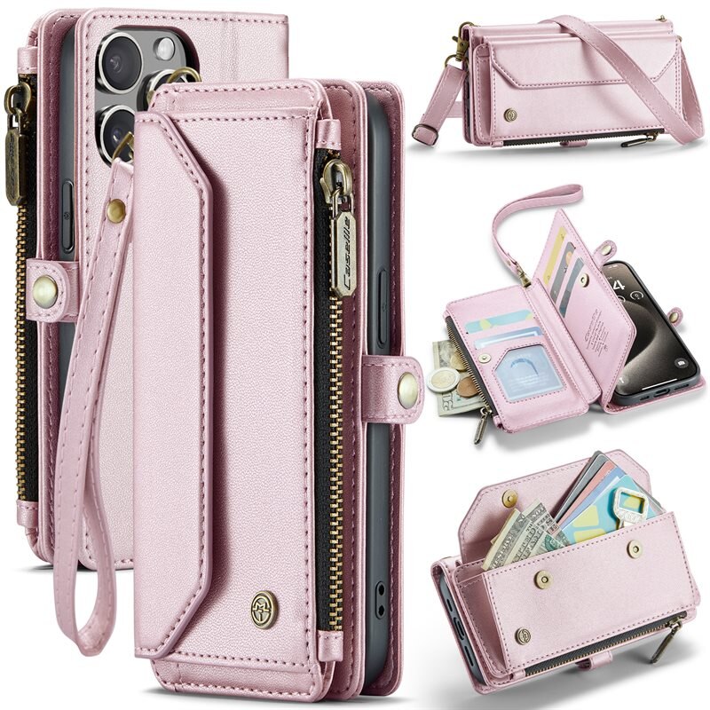 CaseMe Portemonnee tas iPhone 15 Pro roze
