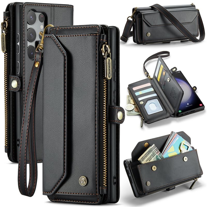 CaseMe Portemonnee tas Samsung Galaxy S23 Ultra zwart