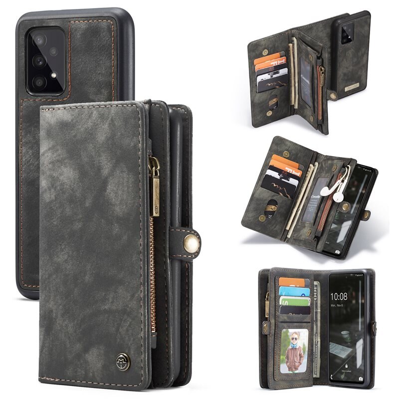 CaseMe Multi-slot Hoesje Samsung Galaxy A33 Grijs - Telefoonhoesje met plek voor extra veel pasjes - Pasjeshouder