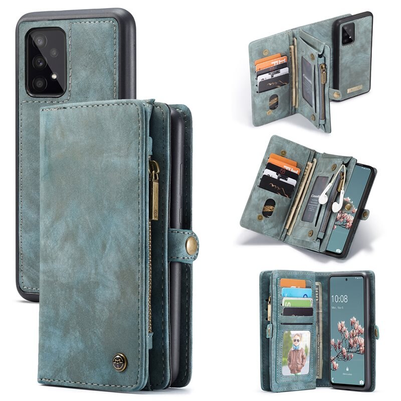 CaseMe Multi-slot Hoesje Samsung Galaxy A53 Blauw - Telefoonhoesje met plek voor extra veel pasjes - Pasjeshouder