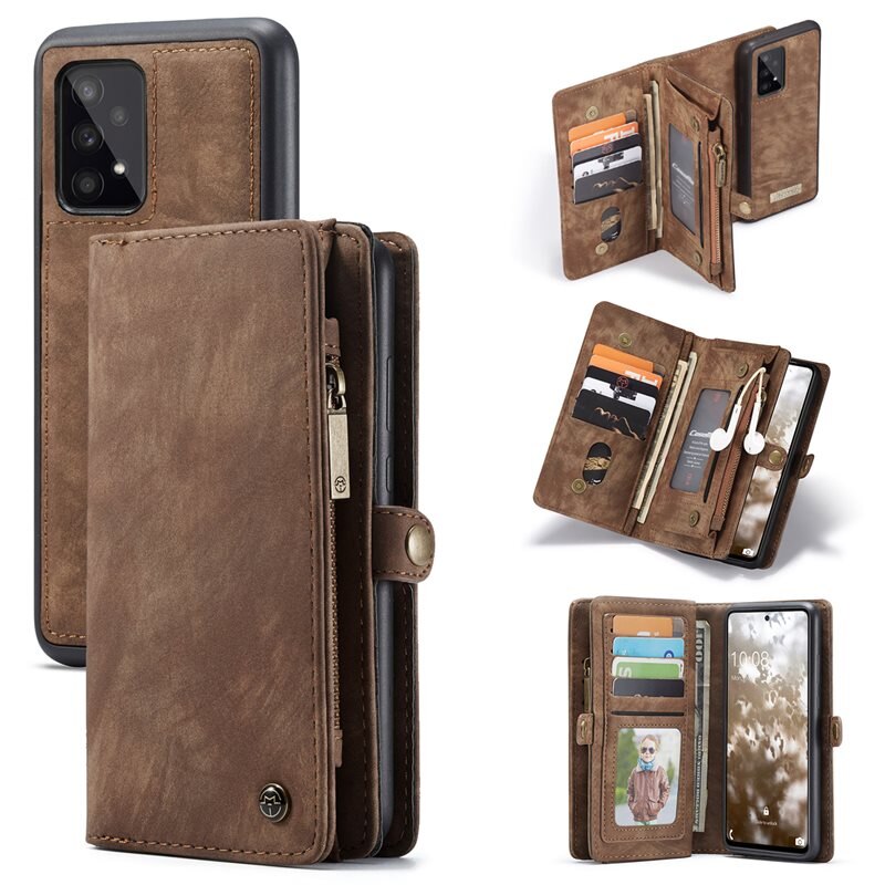 CaseMe Multi-slot Hoesje Samsung Galaxy A53 Bruin - Telefoonhoesje met plek voor extra veel pasjes - Pasjeshouder