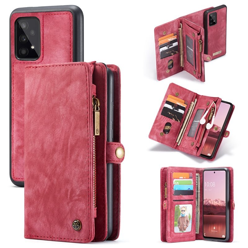 CaseMe Multi-slot Hoesje Samsung Galaxy A53 Rood - Telefoonhoesje met plek voor extra veel pasjes - Pasjeshouder
