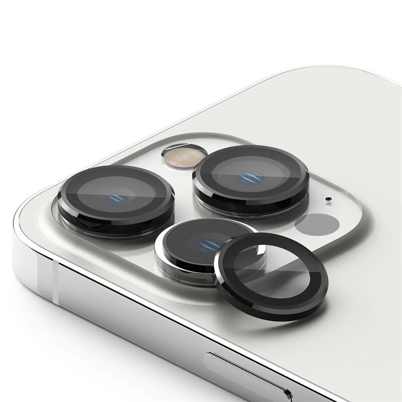 Ringke Camera Lens Frame Glass iPhone 14 Pro Max Zwart - Camerabescherming - Lensbeschermer