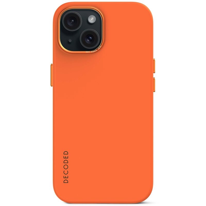 Decoded AntiMicrobial Silicone Back Cover iPhone 15 Apricot - Antibacterieel, mooi telefoonhoesje