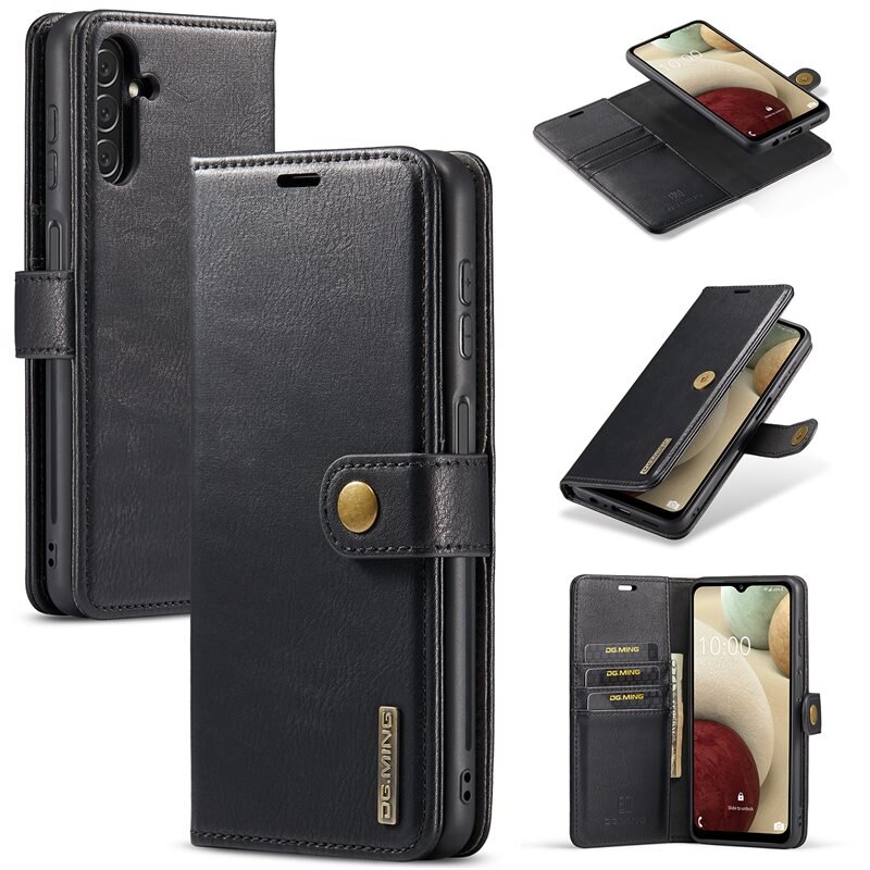 DG.MING Magnet Wallet Samsung Galaxy A14 Black - Stijlvol lederen boekhoesje met afneembaar magnetisch binnenhoesje