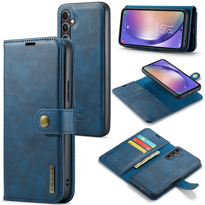 DG.MING Magnet Wallet Samsung Galaxy S23 FE Blue - Stijlvol lederen boekhoesje met afneembaar magnetisch binnenhoesje