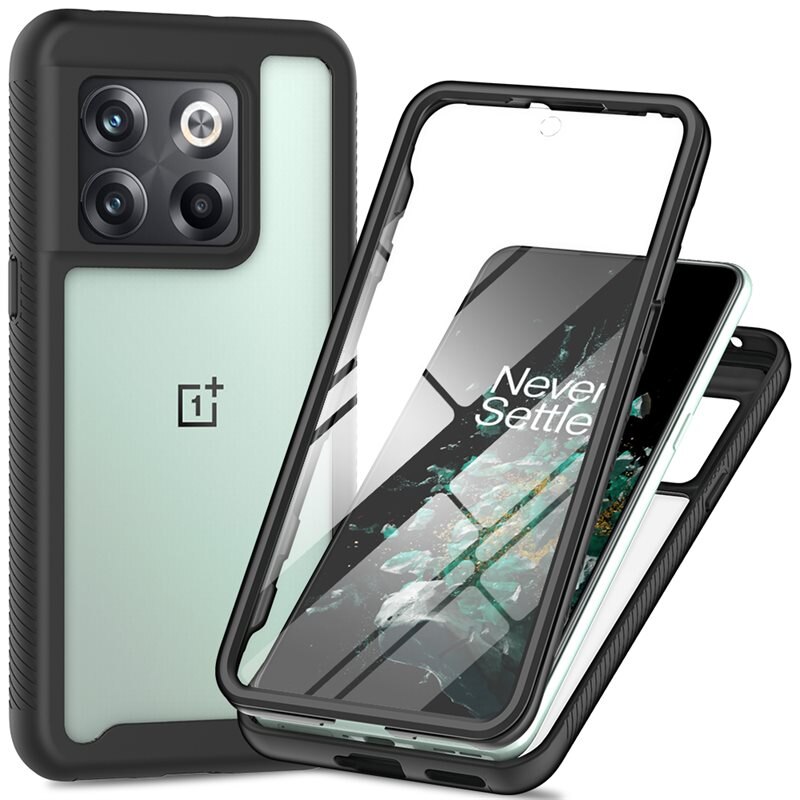 OnePlus 10T Full Protection Hoesje Zwart - Volledig dekkend hoesje met gehard glazen schermbescherming