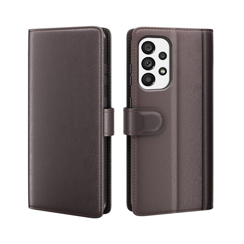 Samsung Galaxy A53 Echt lederen hoesje Bruin - Klassiek boekhoesje met plek voor briefgeld en pasjes