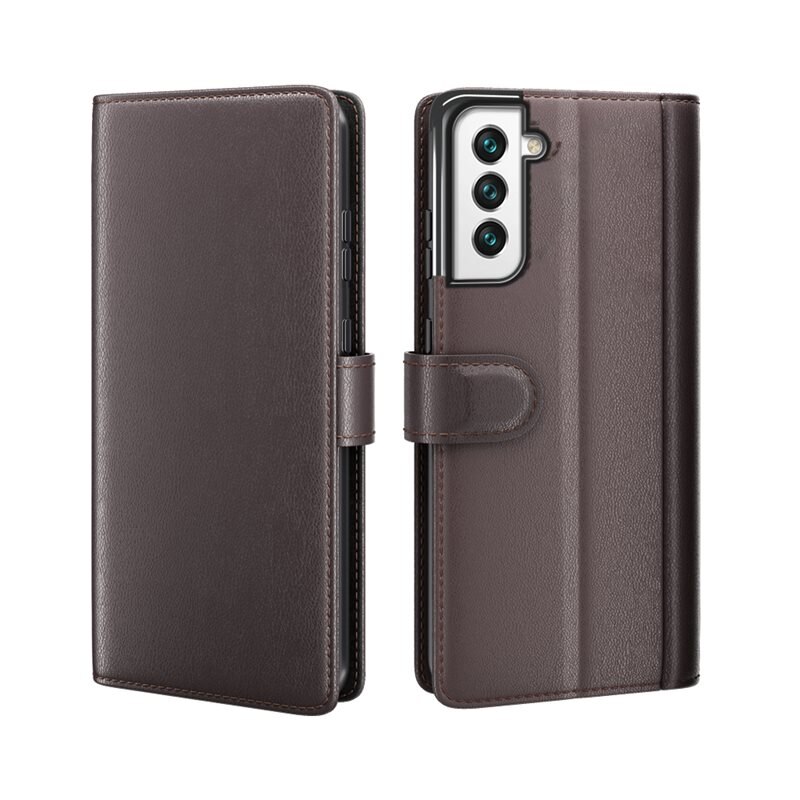 Samsung Galaxy S22 Echt lederen hoesje Bruin - Klassiek boekhoesje met plek voor briefgeld en pasjes