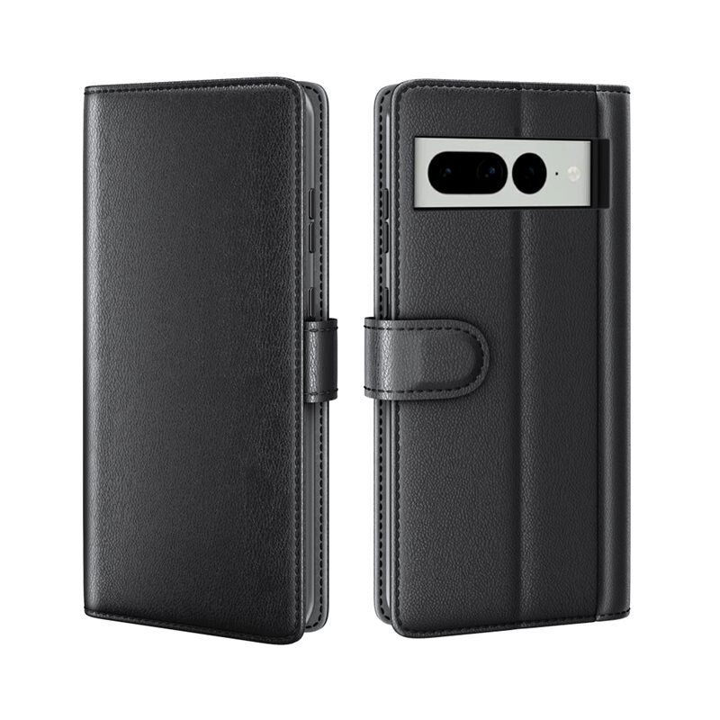 Google Pixel 7 Pro Echt lederen hoesje Zwart - Klassiek boekhoesje met plek voor briefgeld en pasjes